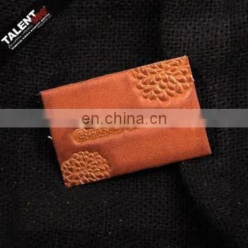 customized deboss brand logo jeans denim leather label