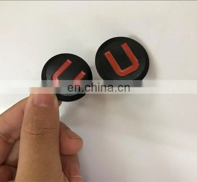 High quality aluminum brushed recessed logo label with red color filled