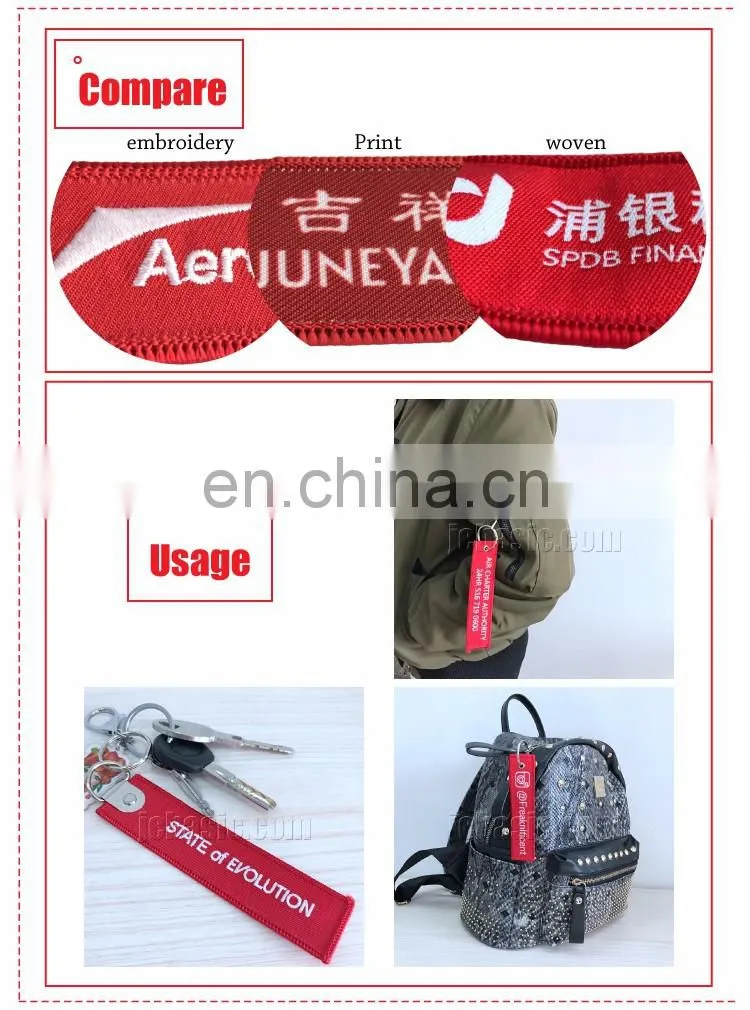 custom design embroidered keychain/key chain/keyring key ring