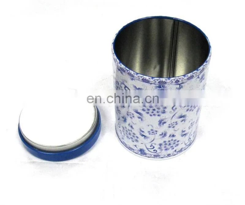 Round tin thermos
