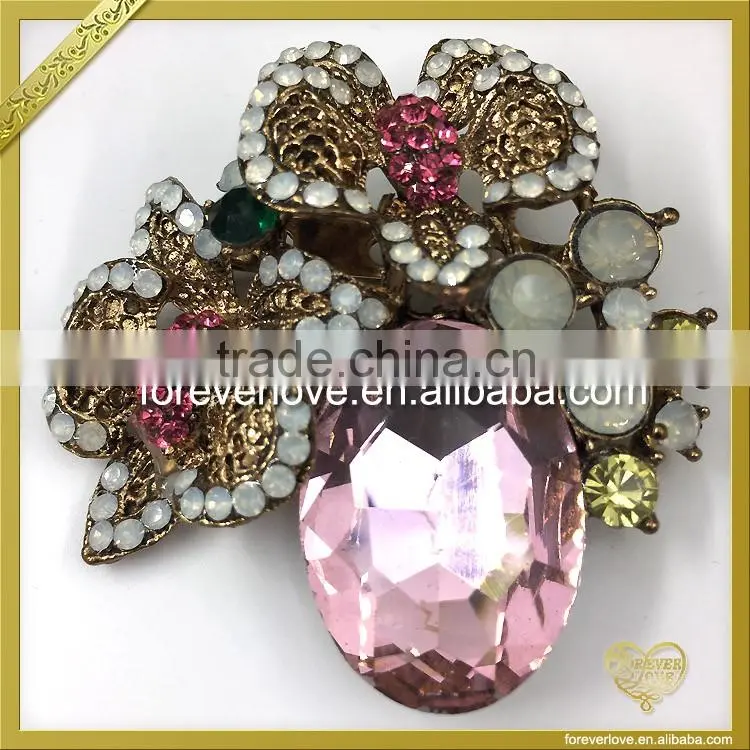 Vintage Rhinestone Crystal Wedding Bridal Bouquet Lovely Brooch FB061