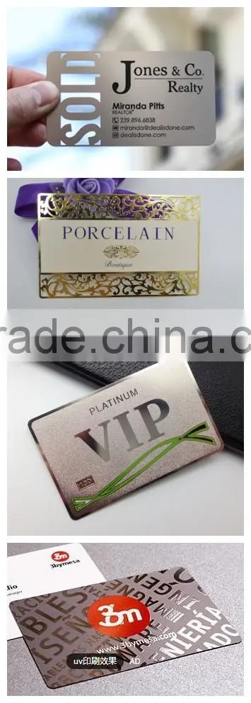 Silver Stainless Steel Metal Business Card with Hollow Logo