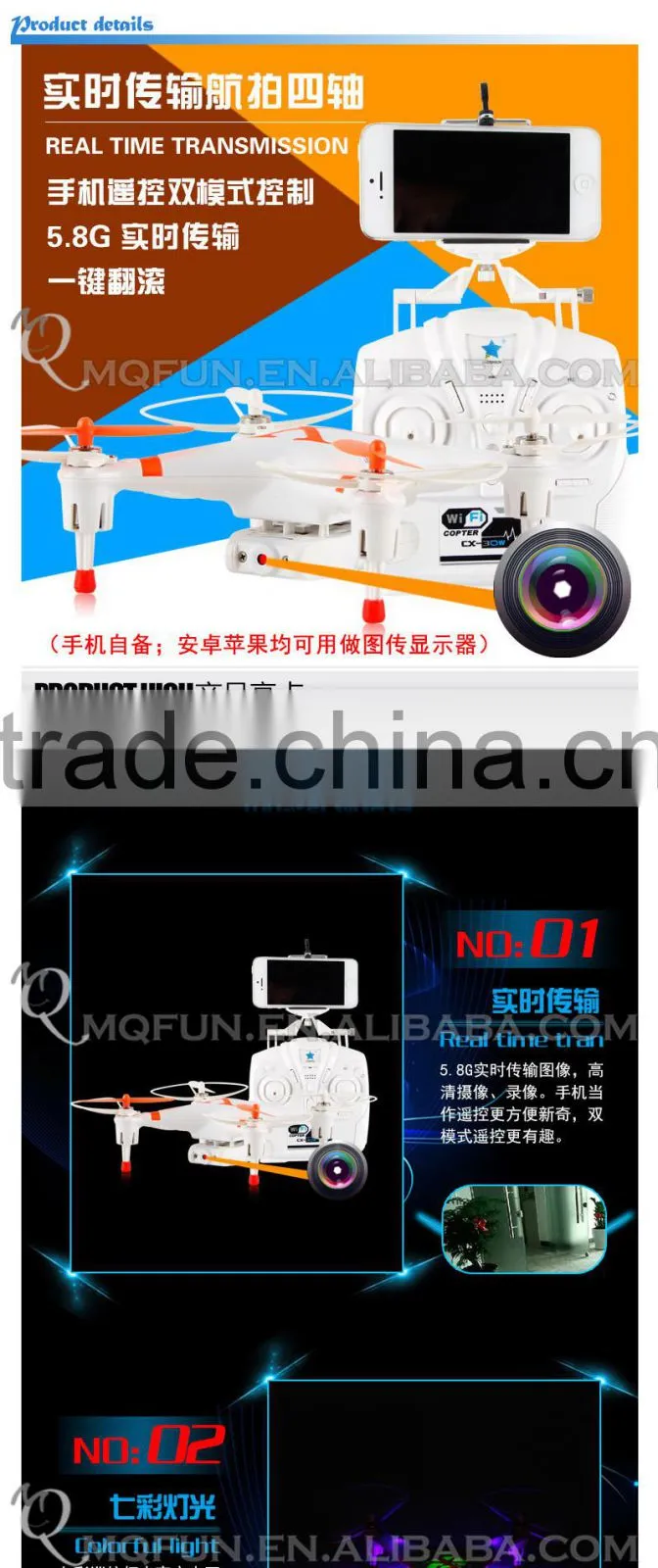Mini Qute RC remote control flying Helicopter Quadcopter drone UFO 2.4GHz aerial photo Educational electronic toy NO.CX-30W-TX