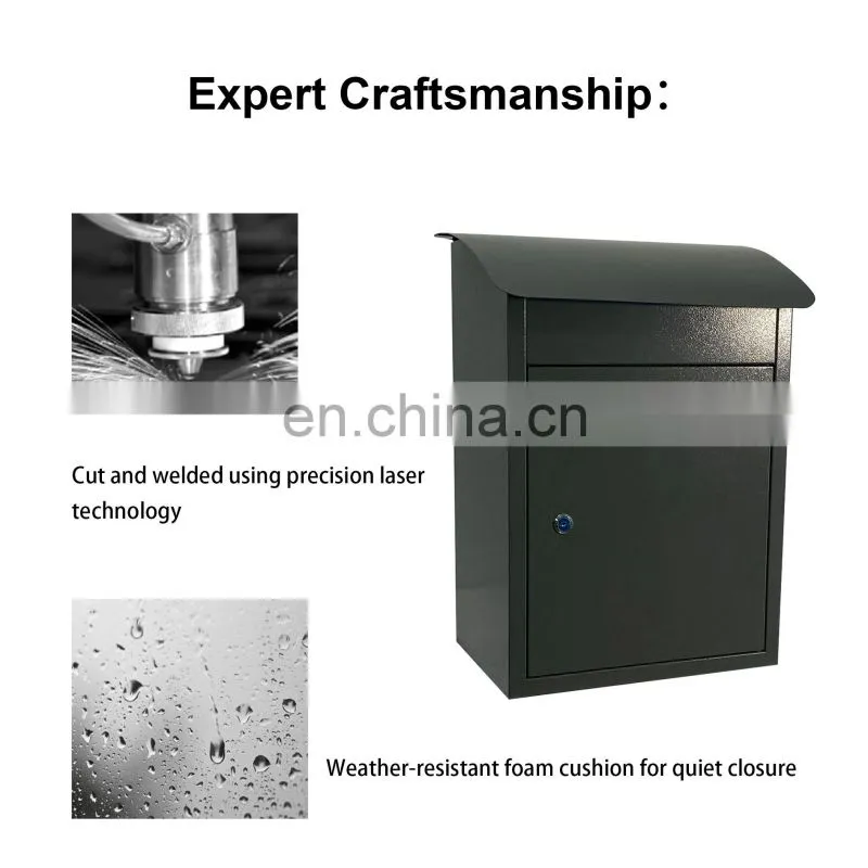 Wall Mount Locking Drop Box Steel Mailbox Anti-theft Design