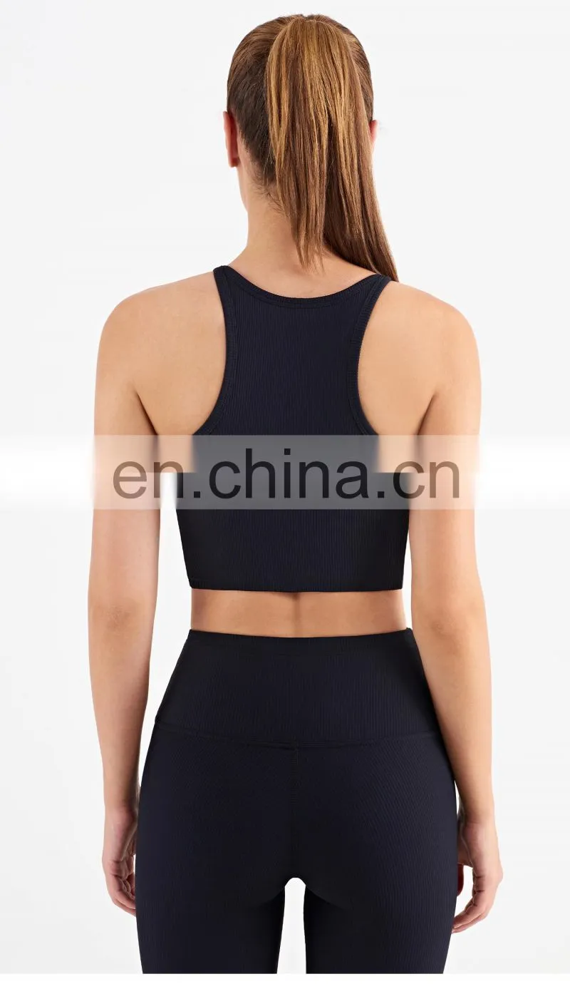 Wholesale New Sports Bra High Neck Support Ribber Clothing Women Active Wear Tops