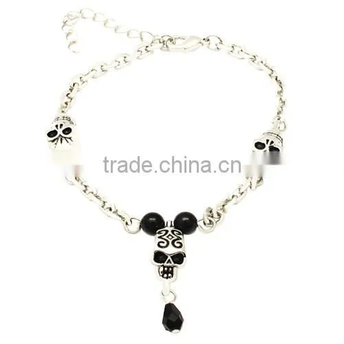 fashion stainelss steel skull bracelet in antique silver color