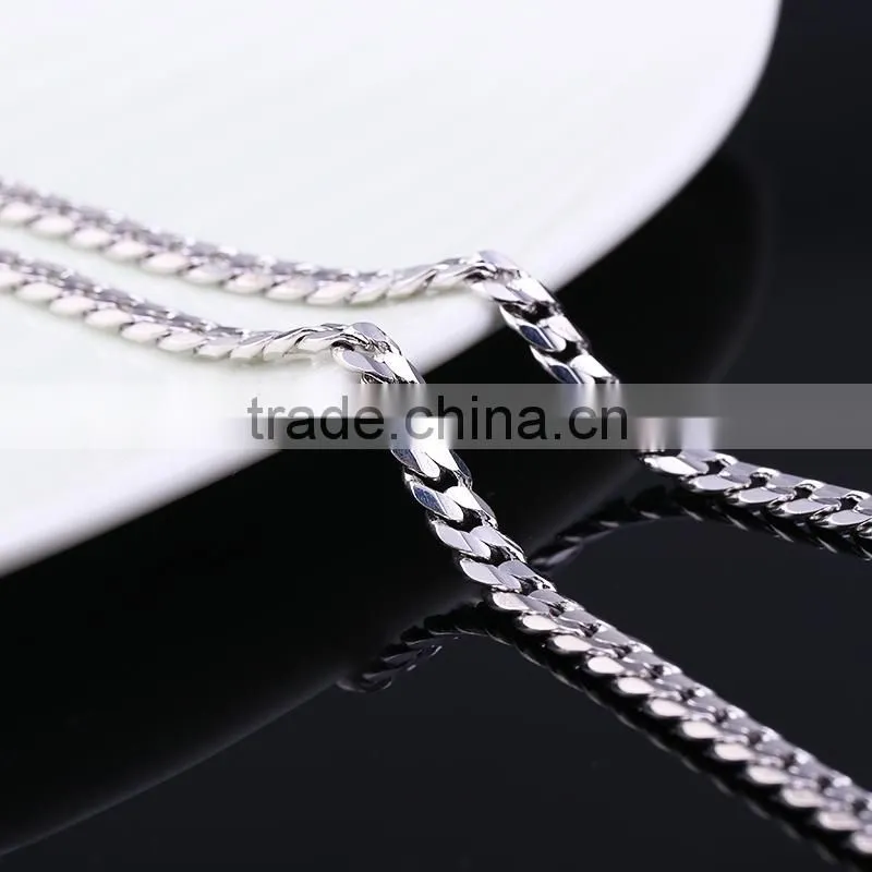2015 wholesale fashion jewelry rhodium plated curb chain necklace