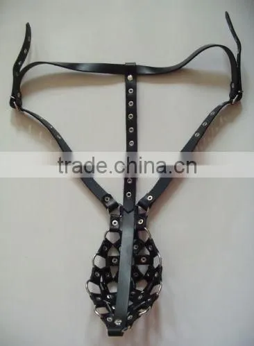 Mens leather jockstrap briefs pouch bottom for men black with steel studs