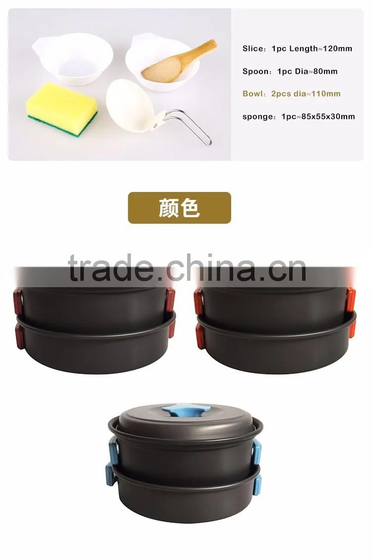 10pcs Lightweight Outdoor Camping Hiking Cookware Backpacking Cooking Picnic Bowl Pot Pan Set