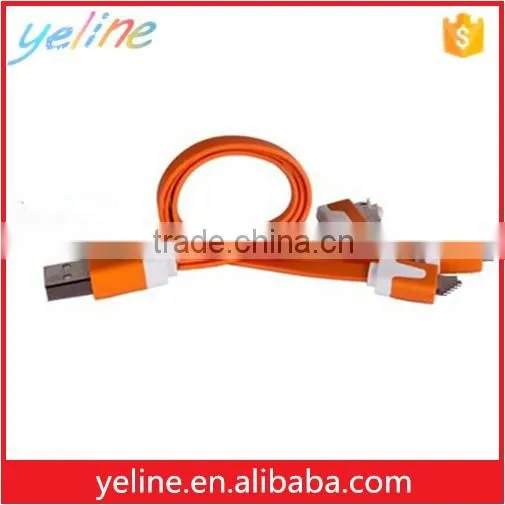 hottest selling colorful multi use 3 in 1 flat USB cable for mobile phone