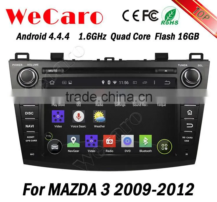 Wecaro Android 4.4.4 car dvd player touch screen new for mazda 3 with android WIFI 3G mirror link 2009-2012