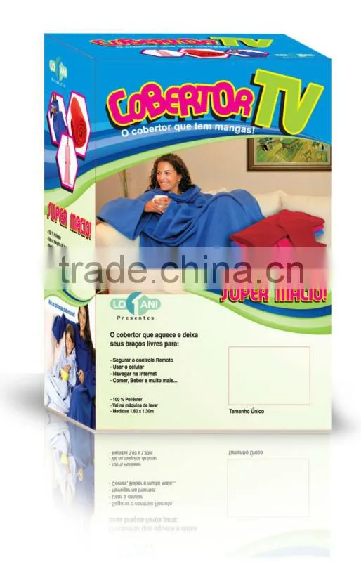 2015 China manufacturer adult polyester coral/polar fleece snuggie tv blanket with sleeves