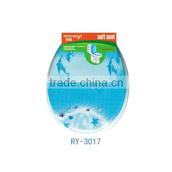 Decorative blue color bathroom chinese PVC slowly down wc mat