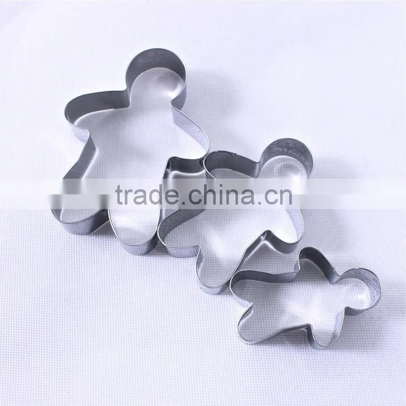 YangJiang factory manufature high quality 3pcs person shape stainless steel cake tools