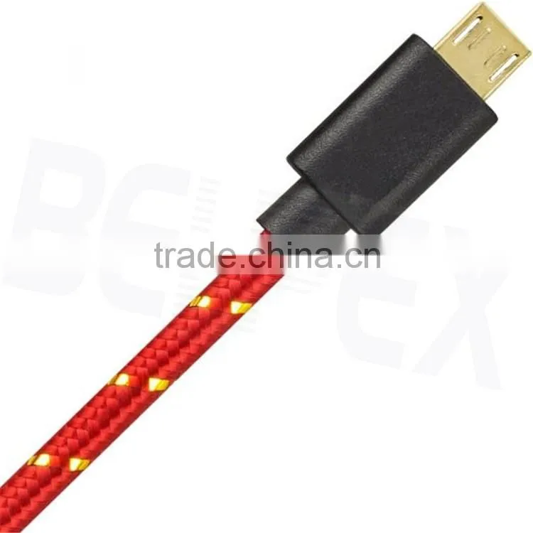 Nylon Gold Plated Micro USB Data Terminal Connector Cable