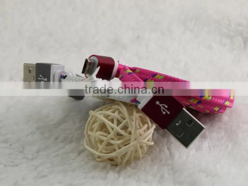 1m 2m 3m Micro USB Braided Fabric Nylon Sync Charge Cable,5 pin Charger Braided Charging Sync Data Micro USB Cable