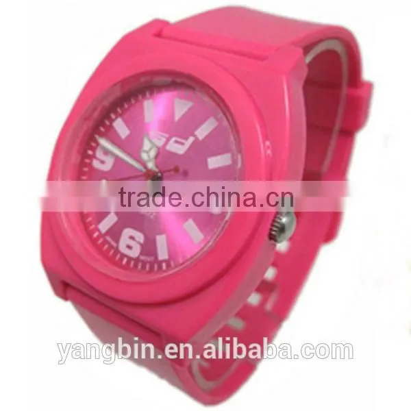 2015 hot sale wholesale silicone band factory watch for girl and lady.