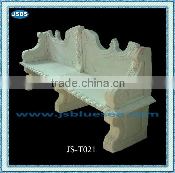 garden ornament white stone bench with back