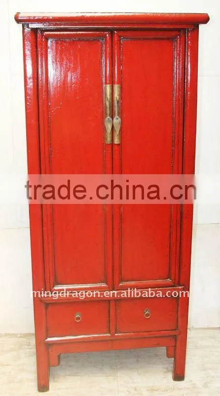 Antique Chinese Red Large Wedding Cabinet