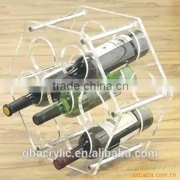 GH-RZ267 Different acrylic wine bottle rack display holder,Artistic design acrylic wine display rack