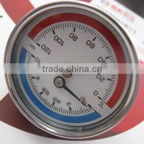 Floor heating water pressure temperature gauge