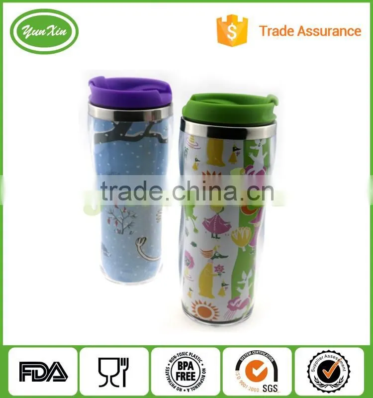 Promotional Double Wall Stainless Steel tumbler mug with newest advertising paper insert