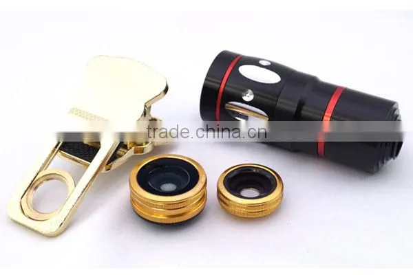 Universal Clamp Camera Lens 4 in 1 Wide Angle Macro Fisheye 10X Telephoto Camera Lens For iPhone/Samsung/HTC/iPad/Smartphone