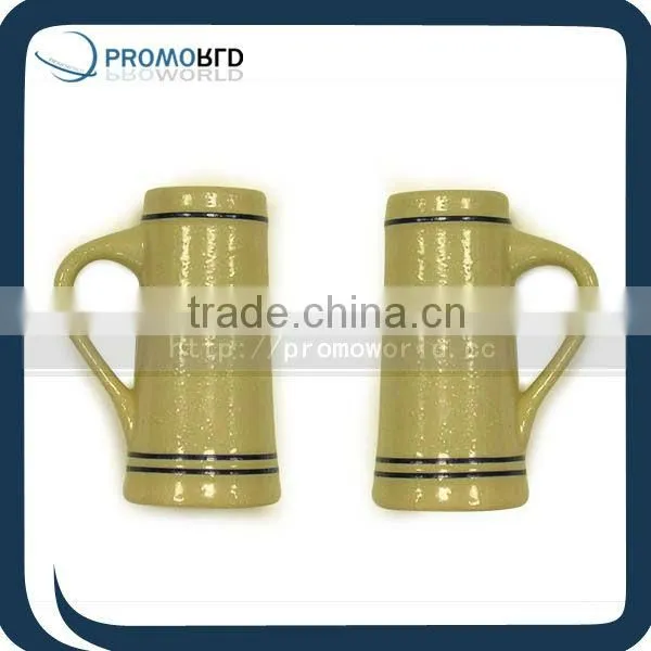 Customized Design Wrist Drum Shape Porcelain Stoneware Beer Mugs Cups White