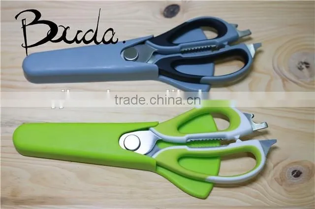 Multifunction stainless steel kitchen scissors with PP+TPR handle BD-S1630