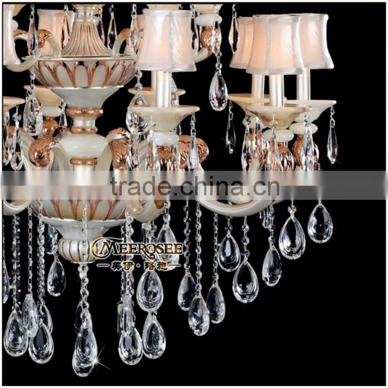 China Supply Metal Crystal Chandelier Lamp With Fabric Shade MD8788-6