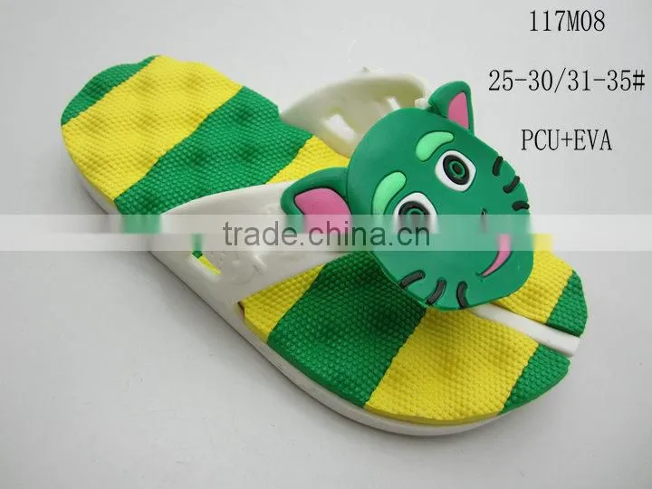 2014 New Designed and Fashion PCU+EVA Kids Slippers with cartoon