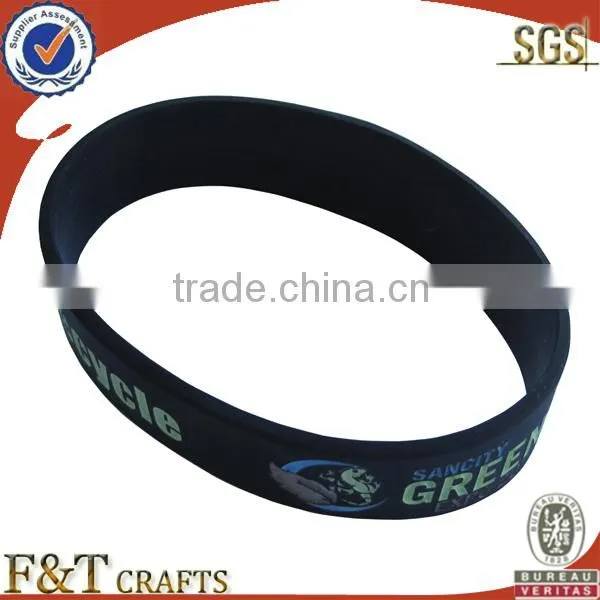 colorful round cheap custom silicon rubber band bracelet with printing logo