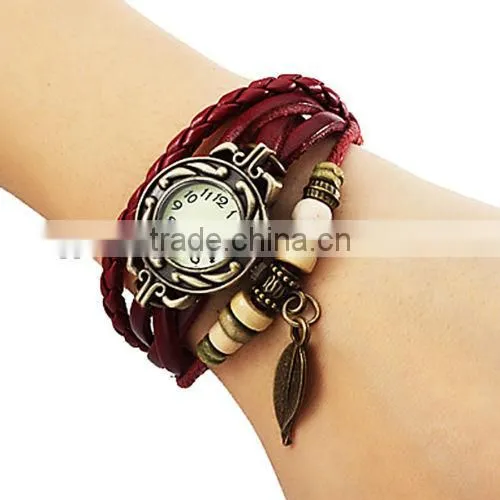 Montre femme Bracelet Cuir Quartz afro Vintage Perle Bijou watches cadeau anniversaire