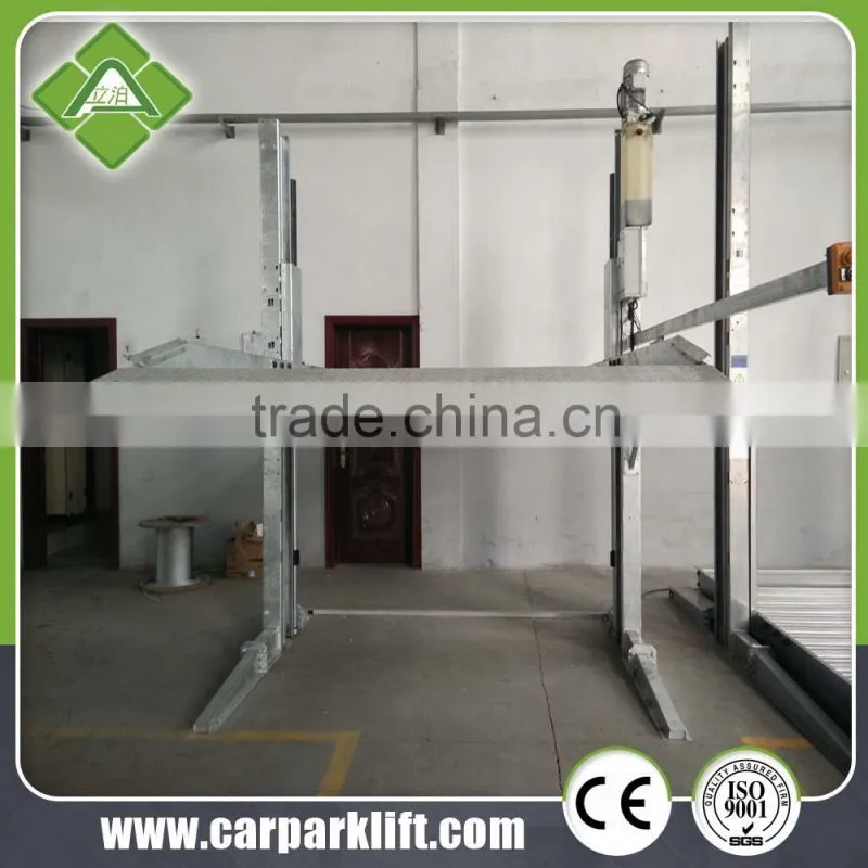 Two Level 2 Post Tilt Parking Lift/ double stack parking system/ hydraulic car park lift