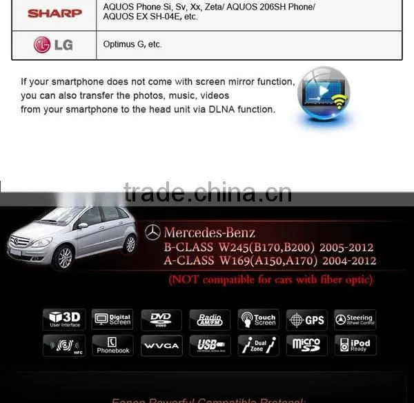 EONON GM5160 7 Inch Digital Touch Screen GPS/Car DVD Player with Screen Mirroring For Mercedes-Benz A-Class/B-Class