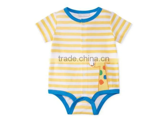 Hot Sale Baby Boys Summer Romper Simple Cute Printing And Emb Romper