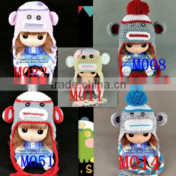 efan tuque hand knit earflap infant toddler animal monkey caps crochet baby winter hat 2013 acrylic beanie minions