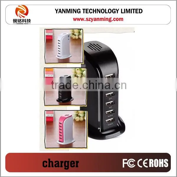 40W 8A 6 ports multi usb charger, usb charger with Smart IC and 1.5 meter US/UK/AU/EU power cord