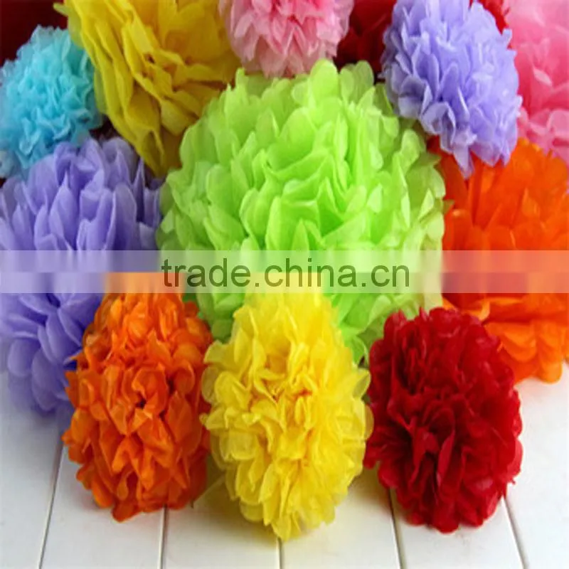 Tissue paper Pom Poms flower ball for indian wedding decoration pots