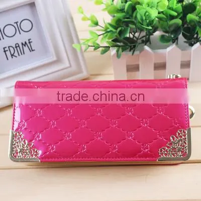 Cheap wholesale colorful lady use top grade exquisite leather lady wallet with metal decoration ,lady wallet manufacturer