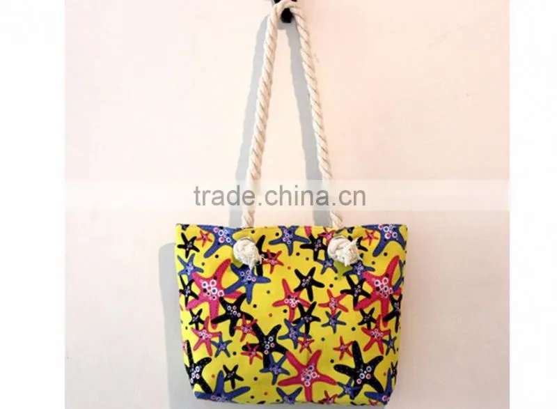 Fashion design stripe beach bag with zipper
