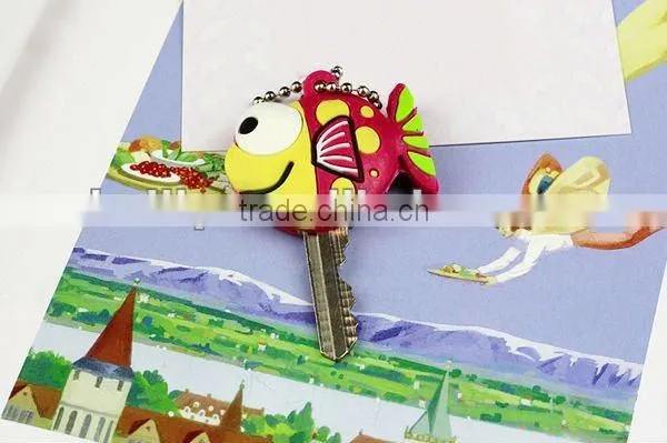 Cartoon Fish shape custom Soft PVC 3D key cap factory