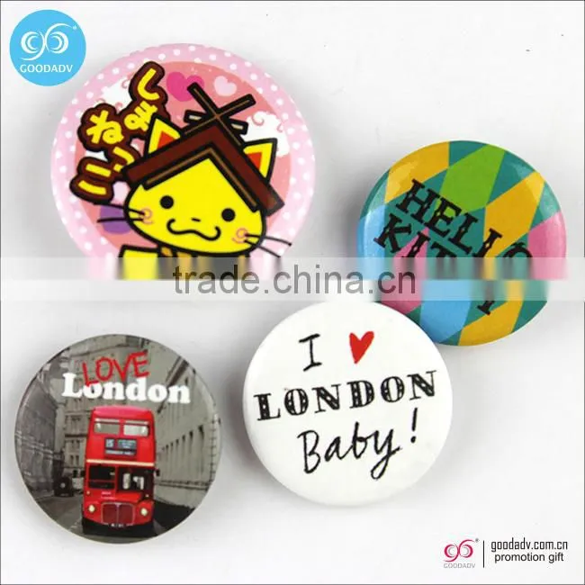 2016 OEM promotion gift cartoon printed custom tinplate badge