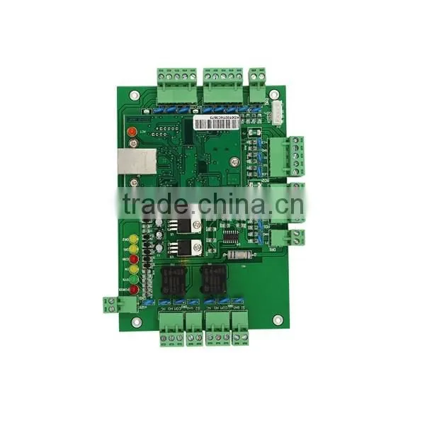 Opeate off line real time tcp/ip network conect security alarm system door sensor two doors two ways card control panel board