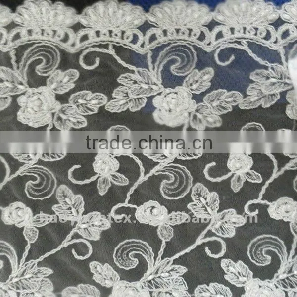 Spangle Embroidery Lace Fabric on Organza
