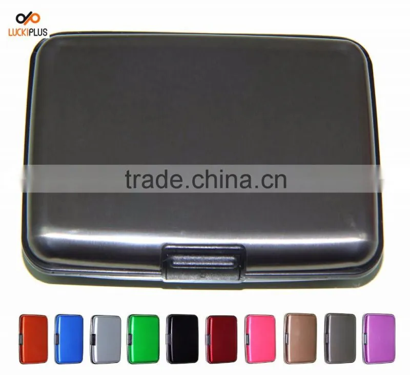 Luckiplus Inventory RFID Blocking Aluminum Credit Card Holder for Men & Women, Cool Slim Metal Busin Black