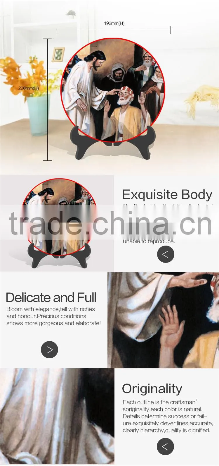 Religious Jesus Catholic figurines painted decorative plate cheap corporate commercial gifts