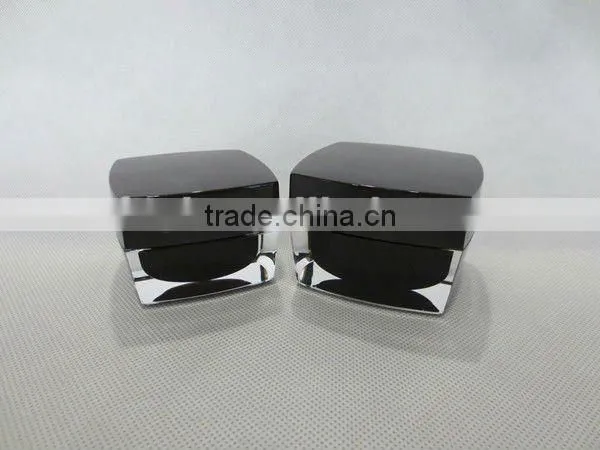 Black Acrylic Cream Jars and Cosmetic Lotion Bottles With Pump and Cap