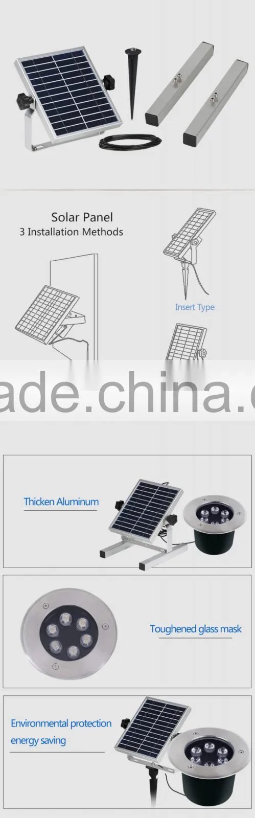 12V 6W 9W Outdoor Waterproof LED Underground Solar Lamp for Garden Backyard Park Square Landscape Lighting