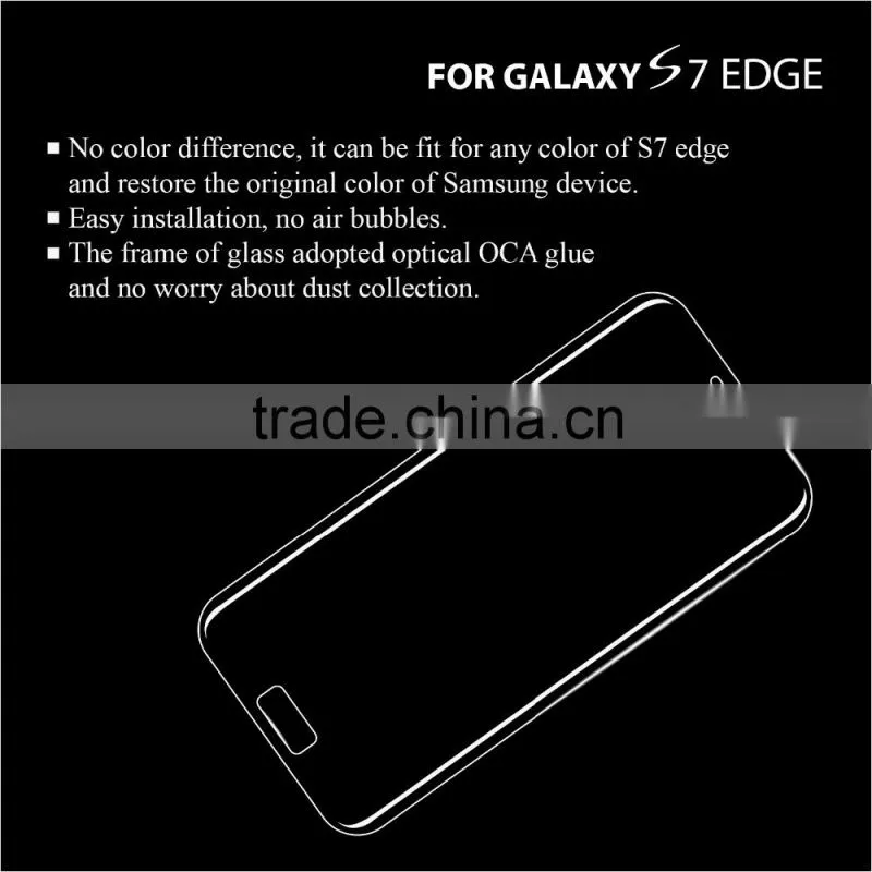 For S7 edge tempered glass screen protector, clear 3D curved full cover glass for s7 edge